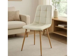 Pack 4 sillas Portland beige y roble material tela y metal 88x43x48 cm