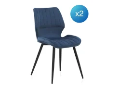 Pack 2 sillas tapizadas azul patas metálicas negras