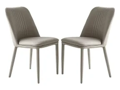 Pack 2 sillas tapizadas en Piel sintética Color Latte, Patas Metal, ergonómica Acolchada Medidas: Alto: 87cm Ancho: 50cm Profundidad: 53cm