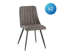 Pack 2 sillas tapizadas topo con patas metálicas negras