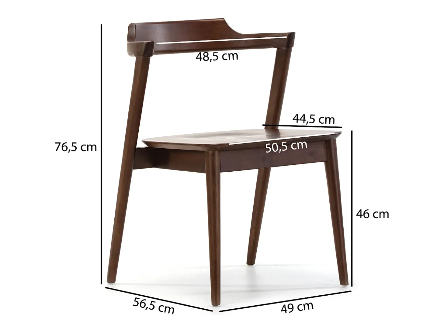 Pack 2 sillas Venus Color Nogal, Madera Maciza, 58 x 57,5 x 76 cm