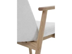 Pack 4 sillones con brazo de madera de roble natural tapizado en blanco