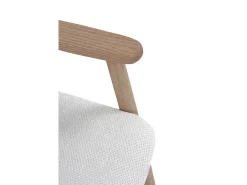 Pack 4 sillones con brazo de madera de roble natural tapizado en blanco