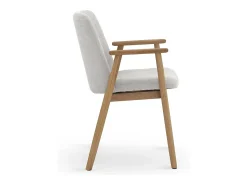 Pack 4 sillones con brazo de madera de roble natural tapizado en blanco