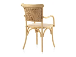 pack 4 sillones madera de olmo con asiento y respaldo trenzado