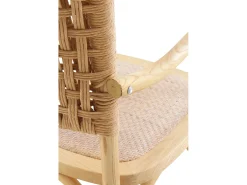 pack 4 sillones madera de olmo con asiento y respaldo trenzado