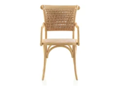 pack 4 sillones madera de olmo con asiento y respaldo trenzado