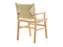 pack 4 sillones madera de hevea con asiento y respaldo trenzado