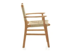 pack 4 sillones madera de hevea con asiento y respaldo trenzado