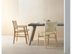 pack 4 sillones madera de hevea con asiento y respaldo trenzado