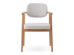 Pack 4 sillones madera de roble tapizado en blanco