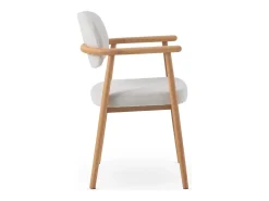 Pack 4 sillones madera de roble tapizado en blanco