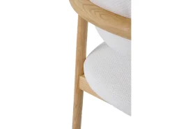 Pack 4 sillones madera de roble tapizado en blanco
