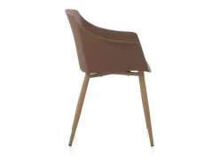 Pack 4 sillones polipropileno marrón con patas metálicas