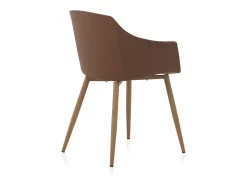 Pack 4 sillones polipropileno marrón con patas metálicas
