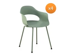 Pack 4 sillones pp color pistacho con patas metálicas