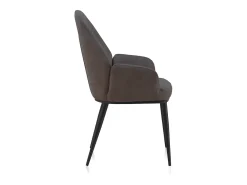 Pack 2 sillones tapizados en gris oscuro patas metálicas negras