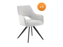 Pack 4 sillones tapizados giratorios beige con patas metálicas negras