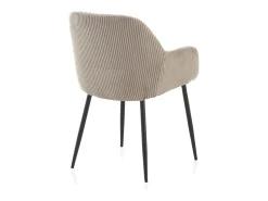 Pack 4 sillones tapizados en tela de pana lavanda con patas metálicas negras