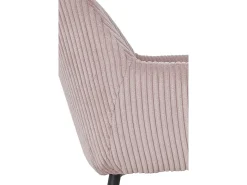 Pack 4 sillones tapizados en tela de pana lavanda con patas metálicas negras