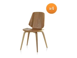 Pack de 4 sillas contrachapado roble