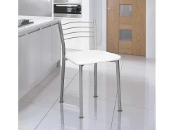 Pack de 4 Sillas de Cocina – Metálicas en Acabado Gris y Blanco, Medidas: 40 cm x 41 cm x 63 cm