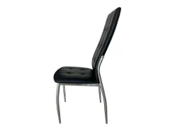 Pack de 2 Sillas de Comedor Salón Laci, Polipiel Cromadas Negro 45x101x51 cm