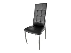 Pack de 2 Sillas de Comedor Salón Laci, Polipiel Cromadas Negro 45x101x51 cm