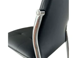 Pack de 2 Sillas de Comedor Salón Laci, Polipiel Cromadas Negro 45x101x51 cm