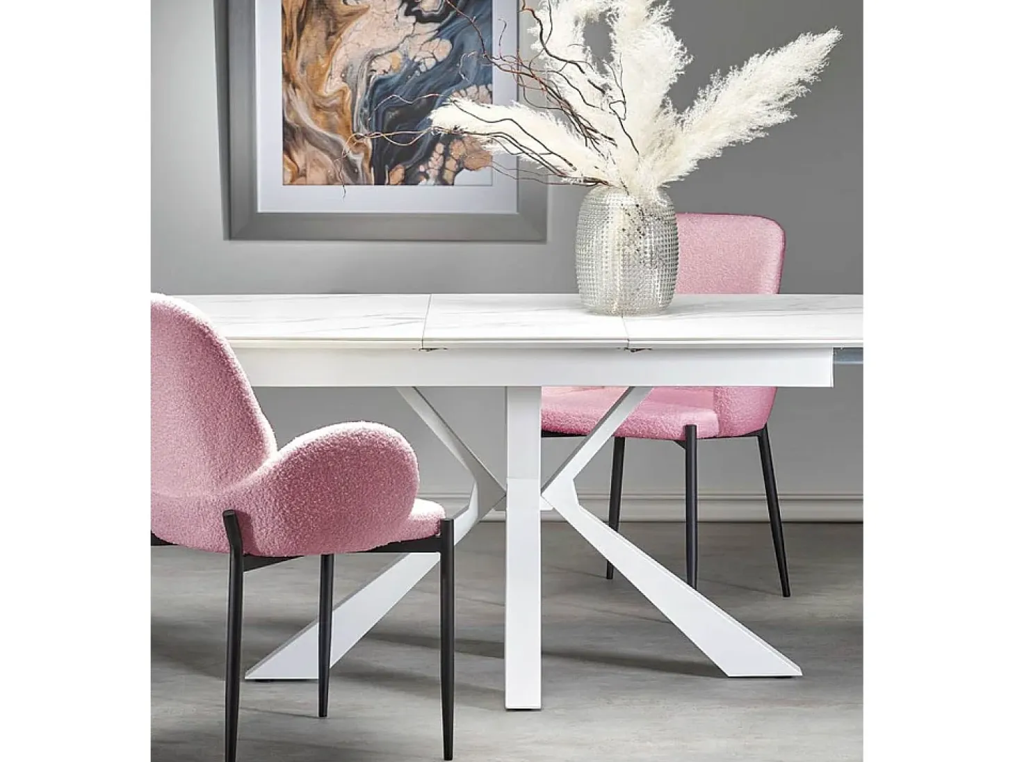 Pack de 2 sillas de comedor de 88x57x60 cm con tapizado borreguito en color rosa Cheryl