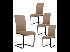 Pack de 4 sillas de comedor de 102x43x49 cm tapizadas en color marrón y patas negras Klara