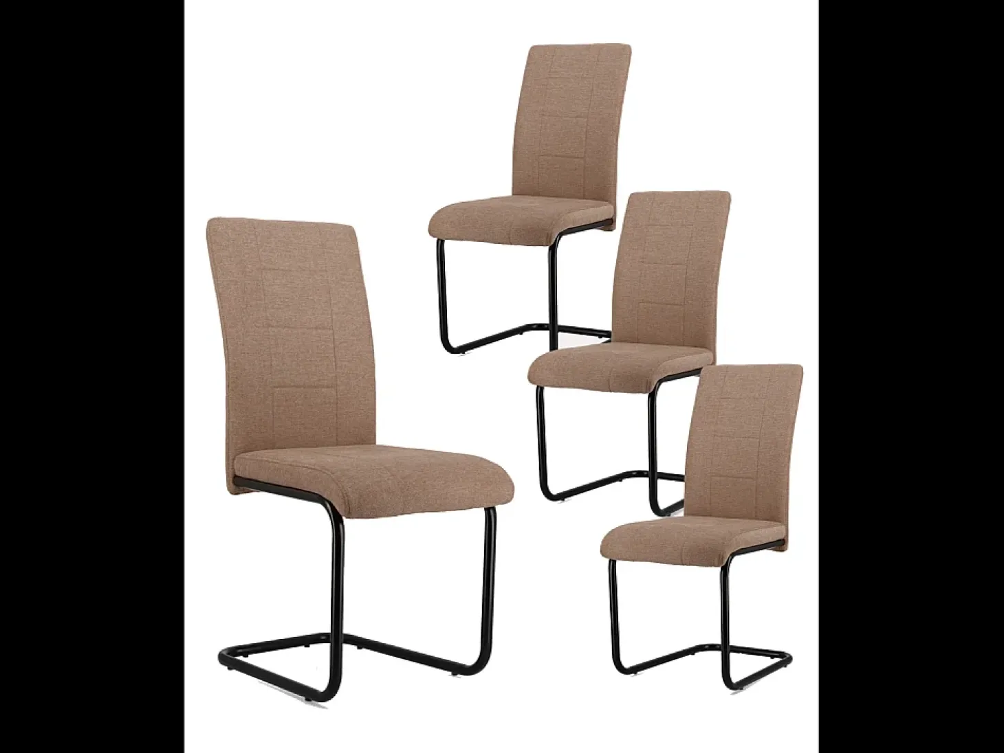 Pack de 4 sillas de comedor de 102x43x49 cm tapizadas en color marrón y patas negras Klara