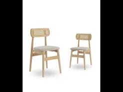Pack de 2 sillas de comedor de 83x44x45 cm de madera natural en color beige Honey