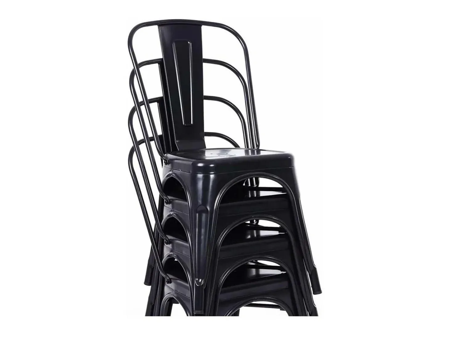 Pack de 4 sillas de 86x44x47cm de estilo industrial de metal en color negro Tolix