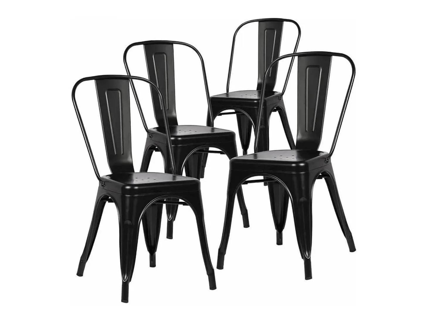 Pack de 4 sillas de 86x44x47cm de estilo industrial de metal en color negro Tolix
