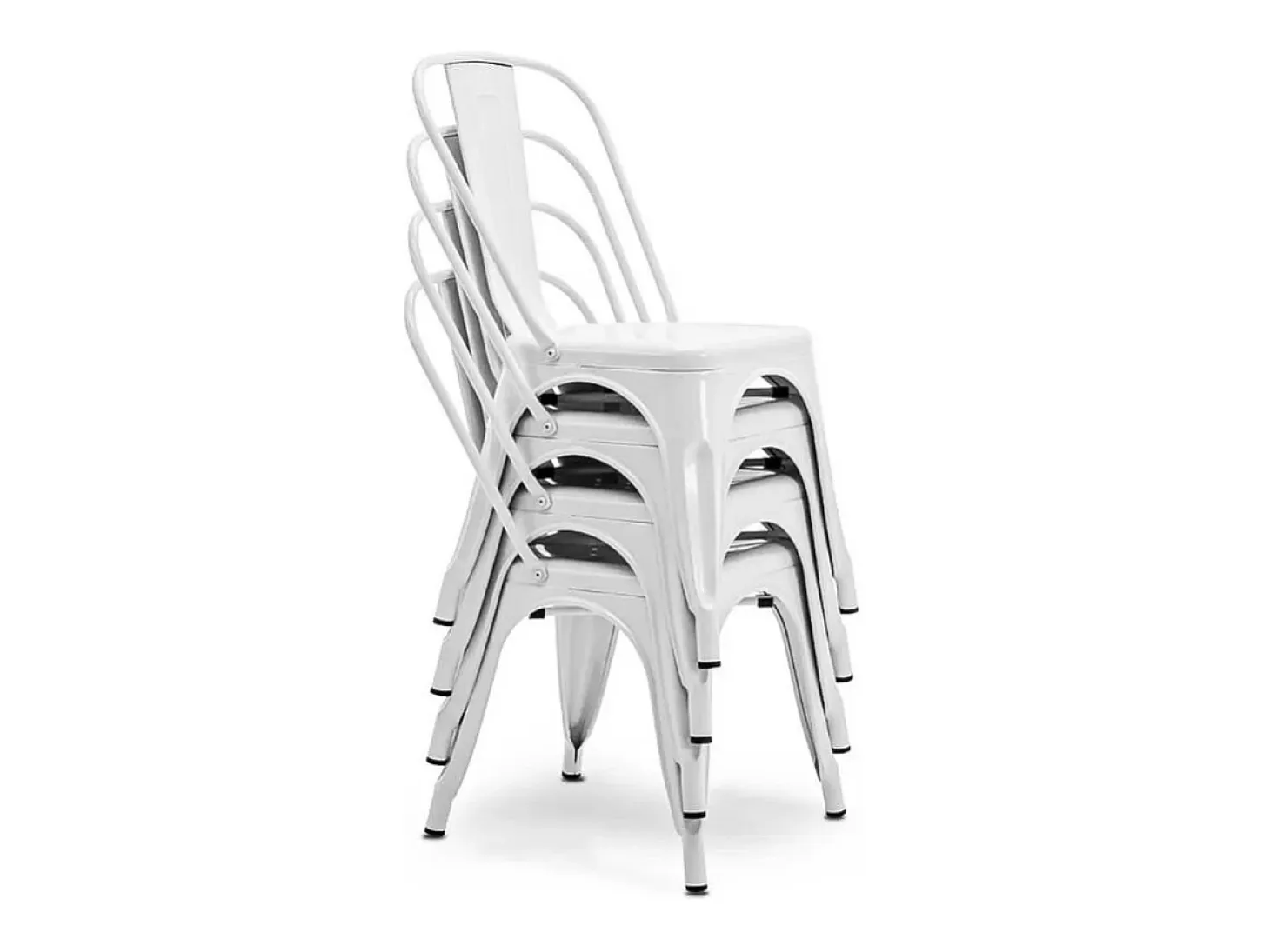 Pack de 4 sillas de 86x44x47cm de estilo industrial de metal en color blanco Tolix