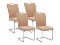 Pack de 4 Sillas Elegantes en Tejido Beige – Sillas para Comedor y Salón, Dimensiones: 44 x 61 x 98 cm.