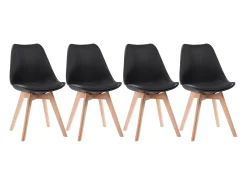 Pack de 4 sillas escandinavas NORA color negro con cojín