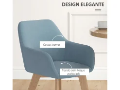 Pack de 2 sillas Luna Homcom con reposabrazos azul claro 80x54x57 cm