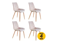 Pack de 4 sillas Marlene tejido tapizado beige/oak Adec