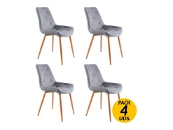Pack de 4 sillas Marlene tejido tapizado gris/oak Adec