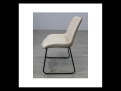 Pack de 4 sillas Md-Elise tapizadas en piel sintética beige, 85cm(alto) 53cm(ancho) 62cm(