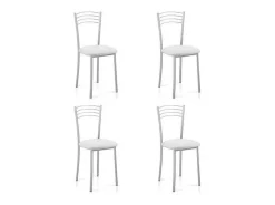 Pack de 4 sillas Md-Gabia tapizadas en tejido PU blanco, 89cm(alto) 40cm(ancho) 45cm(largo