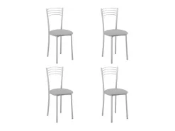 Pack de 4 sillas Md-Gabia tapizadas en tejido PU gris, 89cm(alto) 40cm(ancho) 45cm(largo)