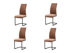 Pack de 4 sillas Md-Tacoma tapizadas en tejido marrón, 100cm(alto) 43cm(ancho) 45cm(fondo
