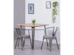 Pack de 4 sillas metálicas con reposabrazos - Bistro - Metálico