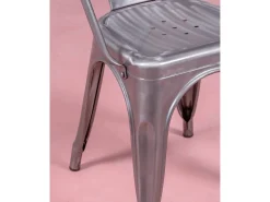 Pack de 4 sillas metálicas con reposabrazos - Bistro - Metálico