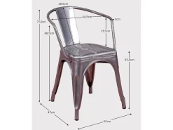 Pack de 4 sillas metálicas con reposabrazos - Bistro - Metálico