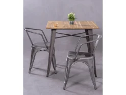Pack de 4 sillas metálicas con reposabrazos - Bistro - Metálico