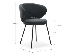 Pack de 2 sillas modelo Rebeca tapizado textil gris oscuro, 77.5cm(alto) 58cm(ancho) 59.5c